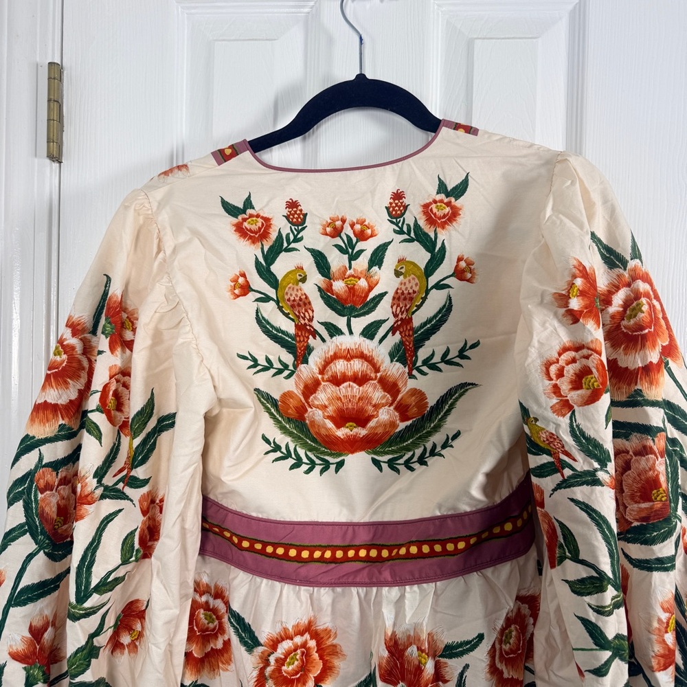 FARM Rio Floral Embroidered Midi Dress - Cream and Red - Picture 11 of 12